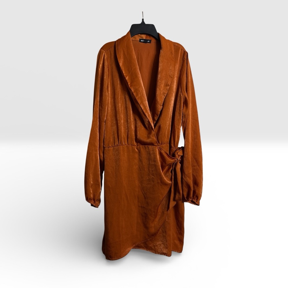 Dress XL Copper Satin Wrap MAX + ASH